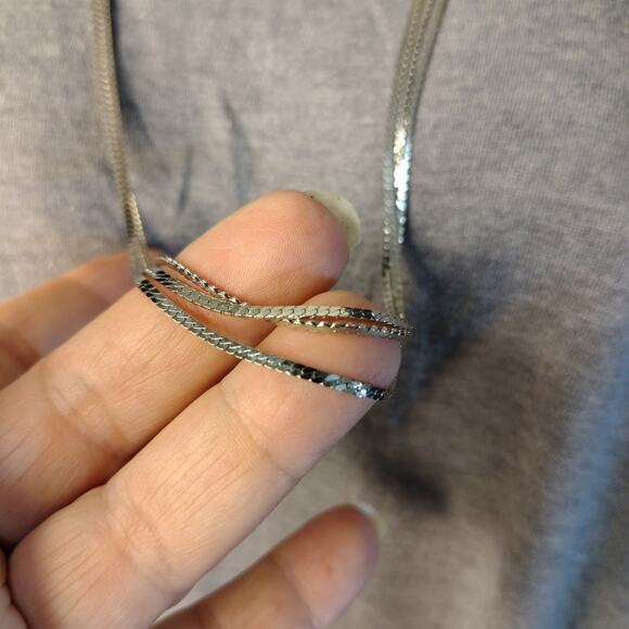 Napier Three Strand Silver Colored Chain Necklace‎ - Picture 2 of 6